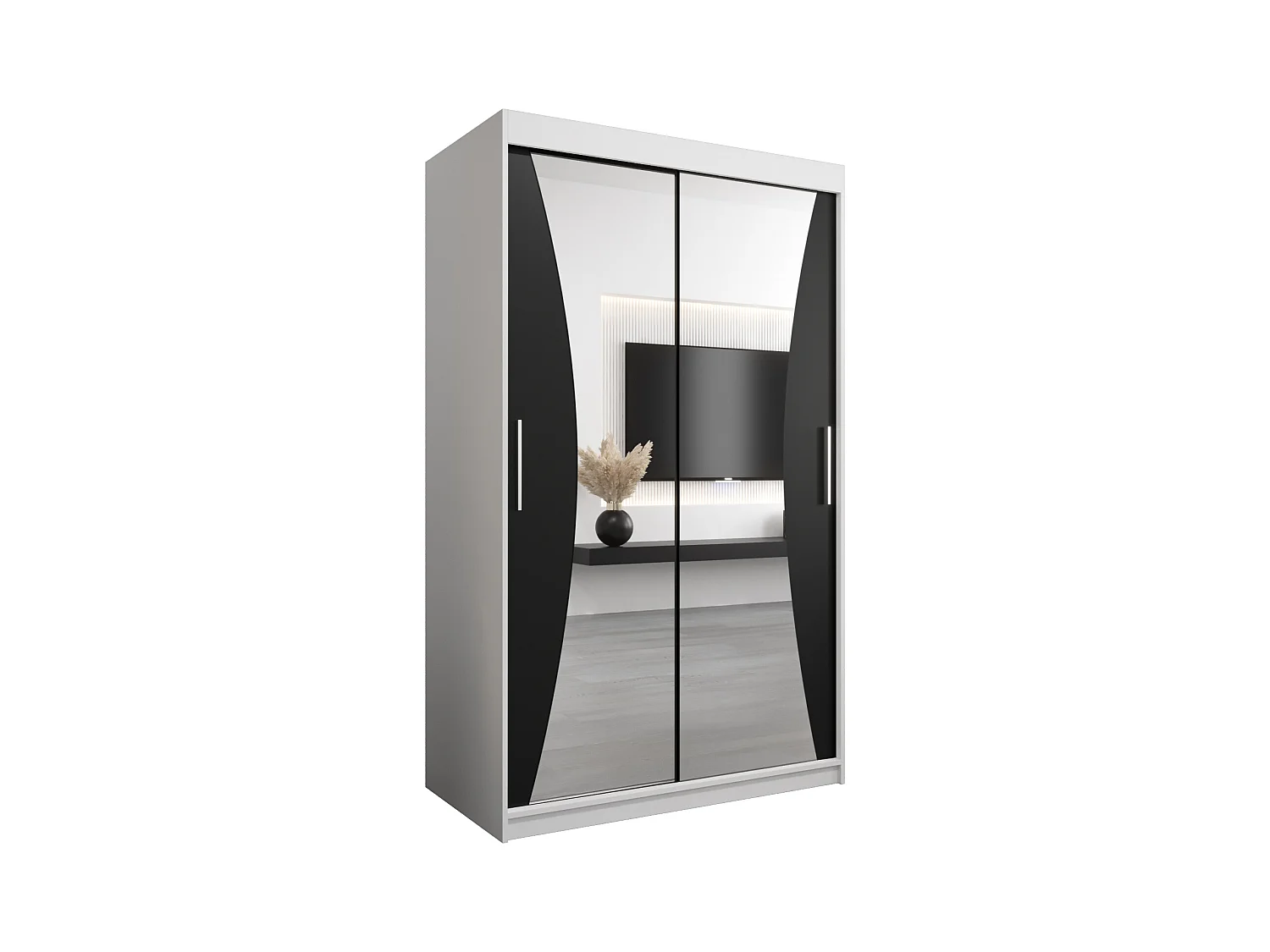 SCHWEBETÜRENSCHRANK MONACO 200/120/62 2-türig (Weiß/Schwarz)