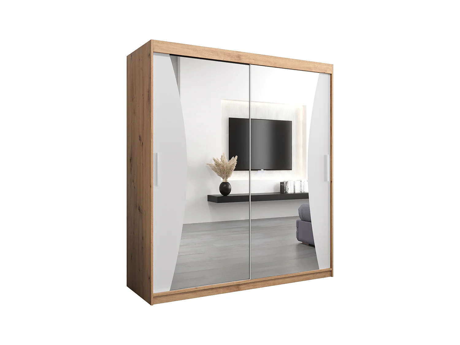SCHWEBETÜRENSCHRANK MONACO 200/180/62 2-türig (Artisan/Weiß)