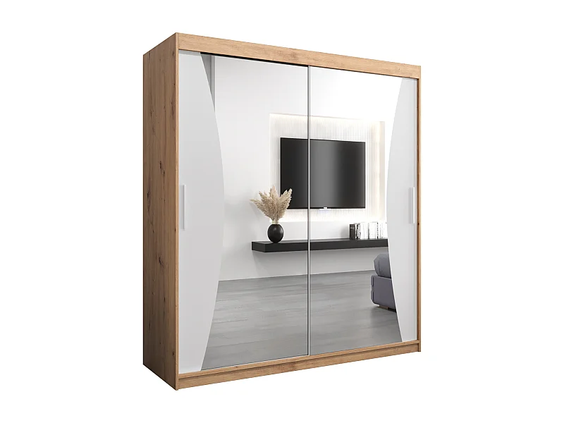 MONACO KLEDINGKAST MET SCHUIFDEUREN 200/180/62 2 deuren (artisan/wit)