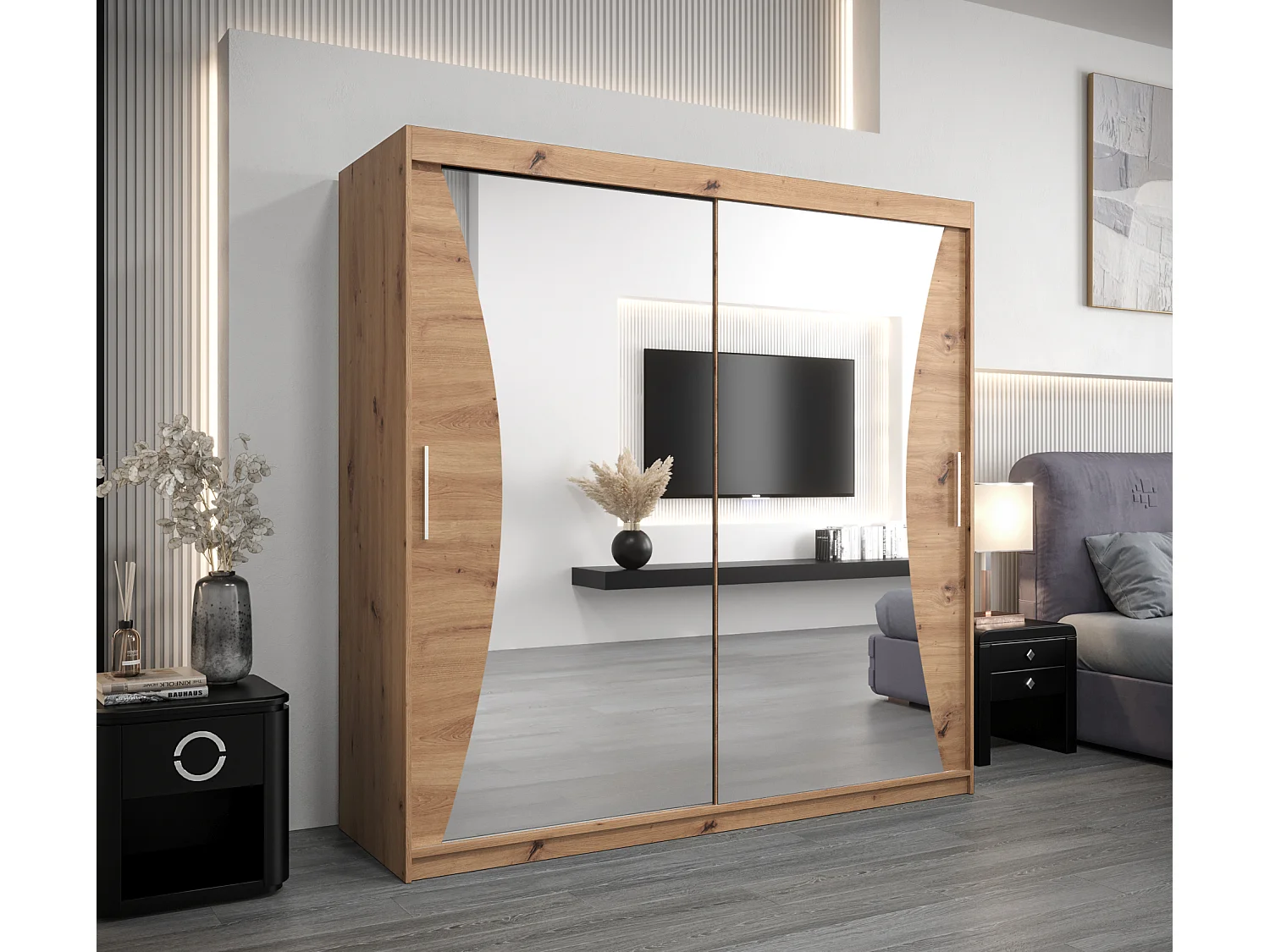 MONACO KLEDINGKAST MET SCHUIFDEUREN 200/200/62 2 deuren (artisan/artisan)