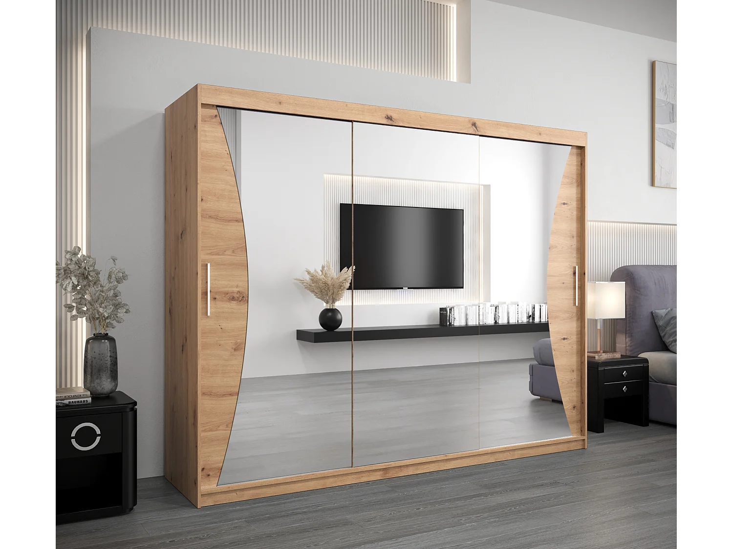 ARMOIRE MONACO À PORTES COULISSANTES 200/250/62 3 Portes (Artisan/Artisan)