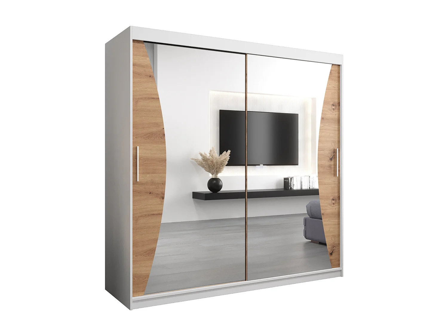 ARMADIO MONACO AD ANTE SCORREVOLI 200/200/62 2 porte (Bianco/Artisan)