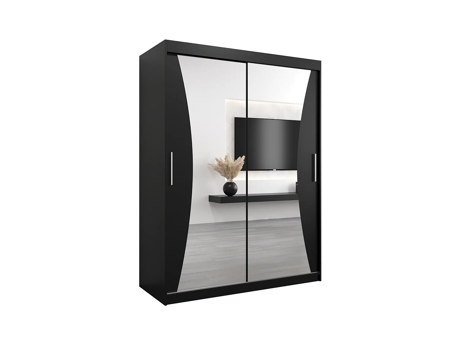 SCHWEBETÜRENSCHRANK MONACO 200/150/62 2-türig (Schwarz/Schwarz)