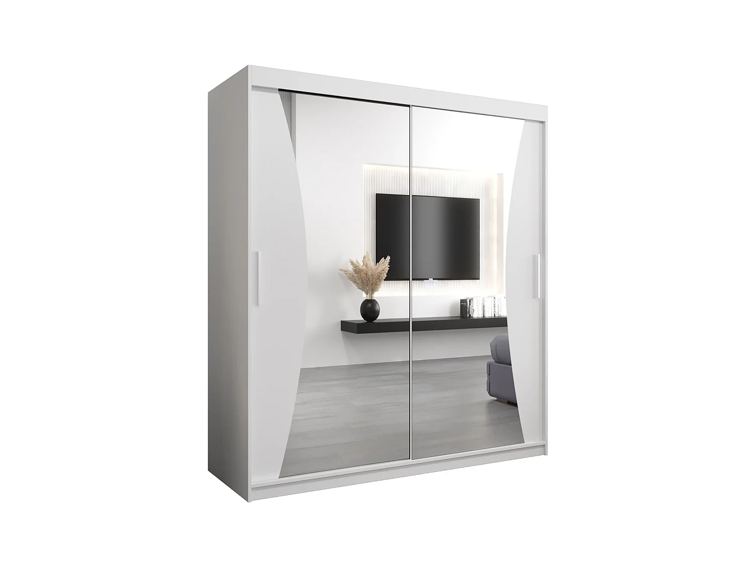 SCHWEBETÜRENSCHRANK MONACO 200/180/62 2-türig (Weiß/Weiß)