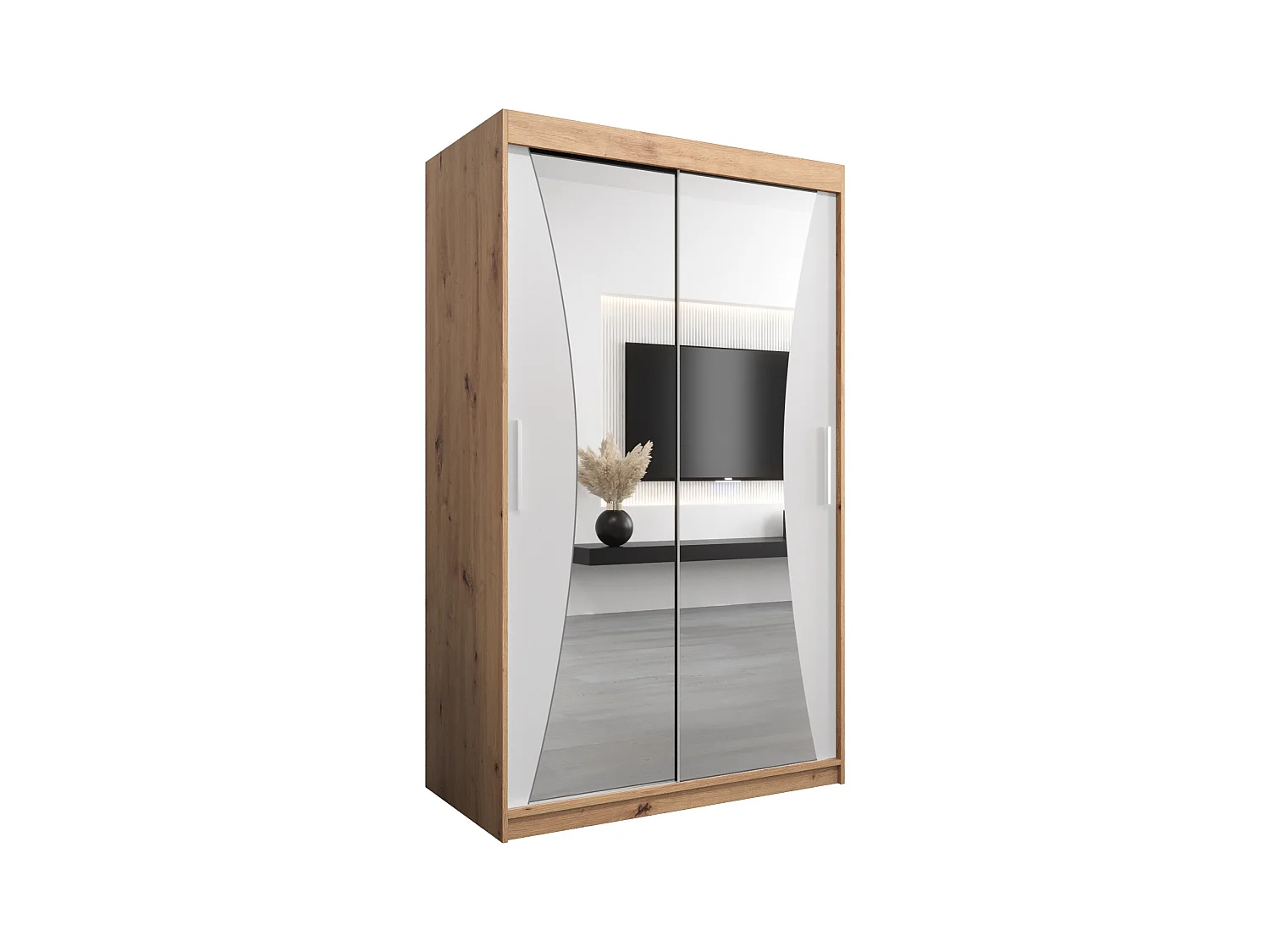 SCHWEBETÜRENSCHRANK MONACO 200/120/62 2-türig (Artisan/Weiß)