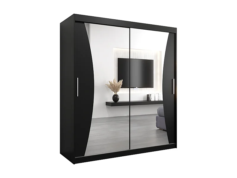 ARMARIO MONACO DE PUERTAS CORREDERAS 200/180/62 2 puertas (negro/negro)