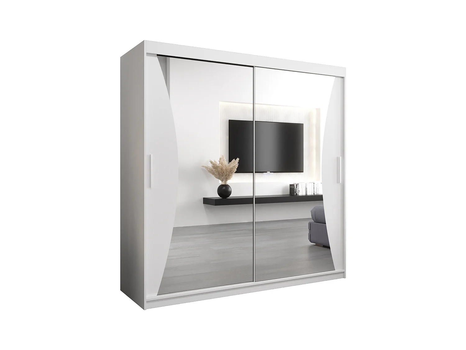 SCHWEBETÜRENSCHRANK MONACO 200/200/62 2-türig (Weiß/Weiß)