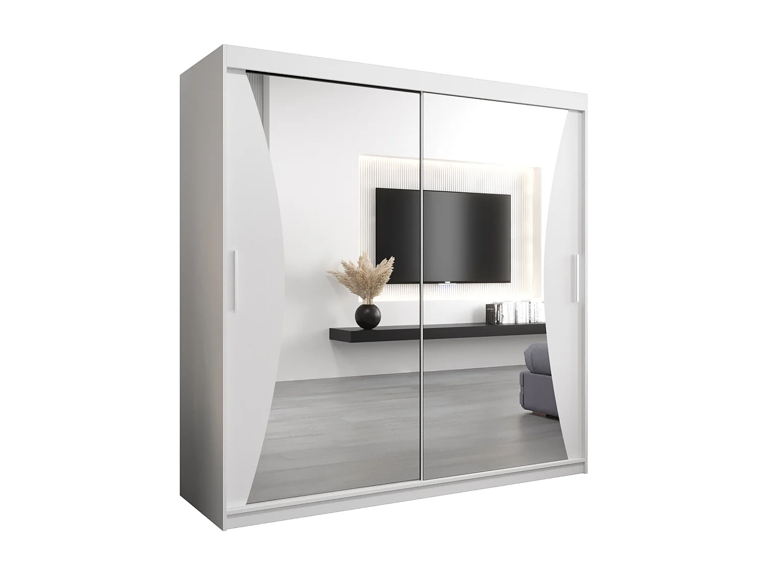 ARMOIRE MONACO À PORTES COULISSANTES 200/200/62 2 Portes (Blanc/Blanc)