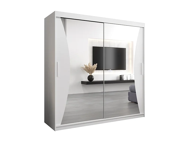 ARMOIRE MONACO À PORTES COULISSANTES 200/200/62 2 Portes (Blanc/Blanc)
