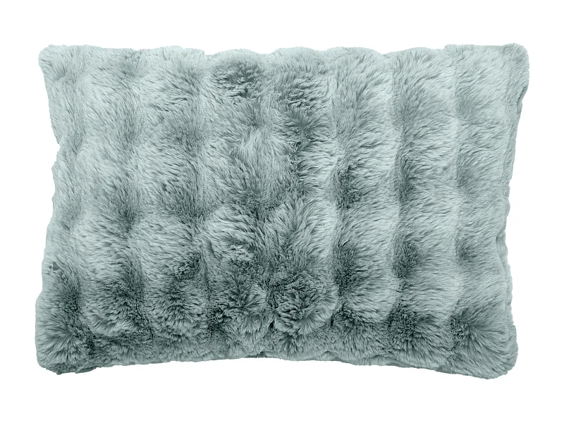 Housse de coussin fausse fourrure 55x80 cm ASTRAKAN bleu glacier