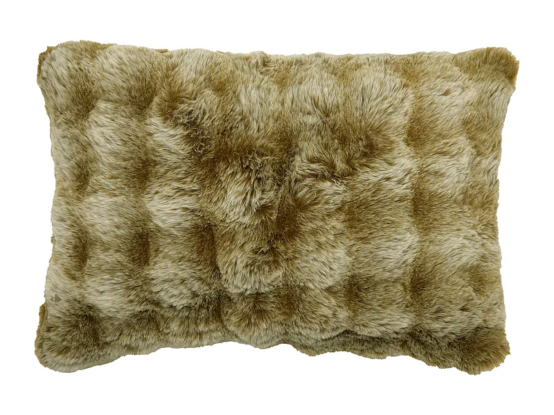 Housse de coussin fausse fourrure 55x80 cm ASTRAKAN jaune foin