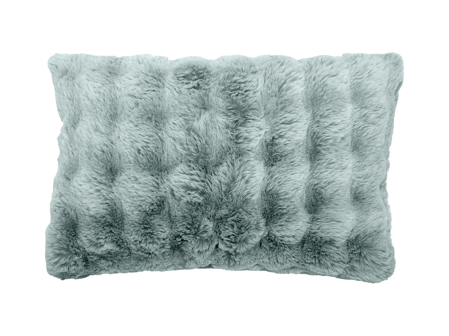 Housse de coussin fausse fourrure 40x60 cm ASTRAKAN bleu glacier