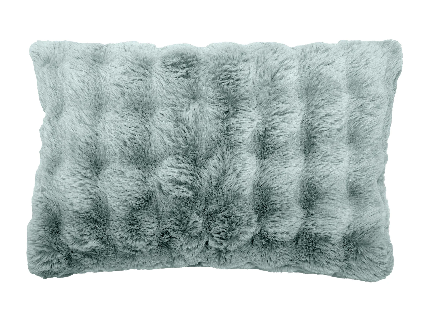 Housse de coussin fausse fourrure 40x60 cm ASTRAKAN bleu glacier