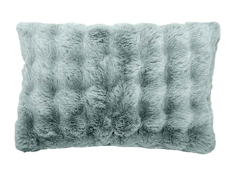 Housse de coussin fausse fourrure 40x60 cm ASTRAKAN bleu glacier