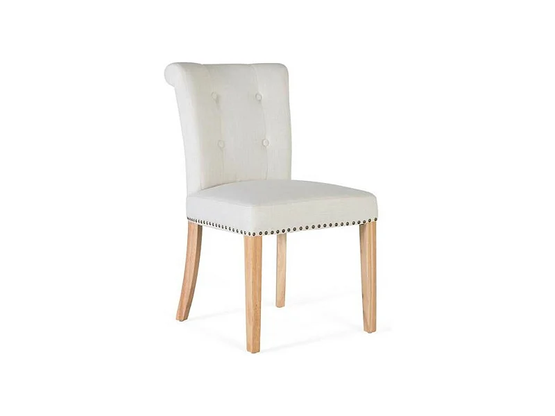 Set aus 4 Stühlen aus beigem Stoff und Holz