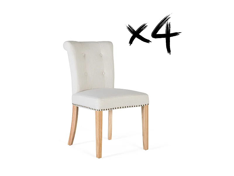 Lot de 2 chaises en tissu beige et en bois