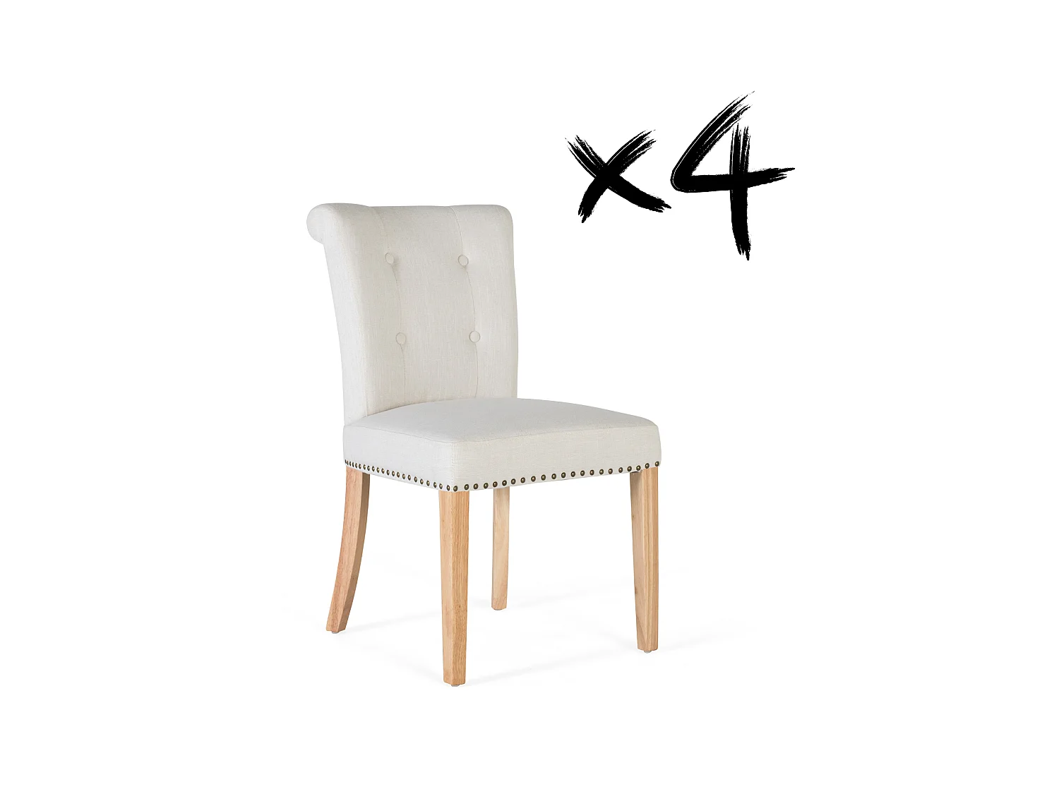 Lot de 2 chaises en tissu beige et en bois