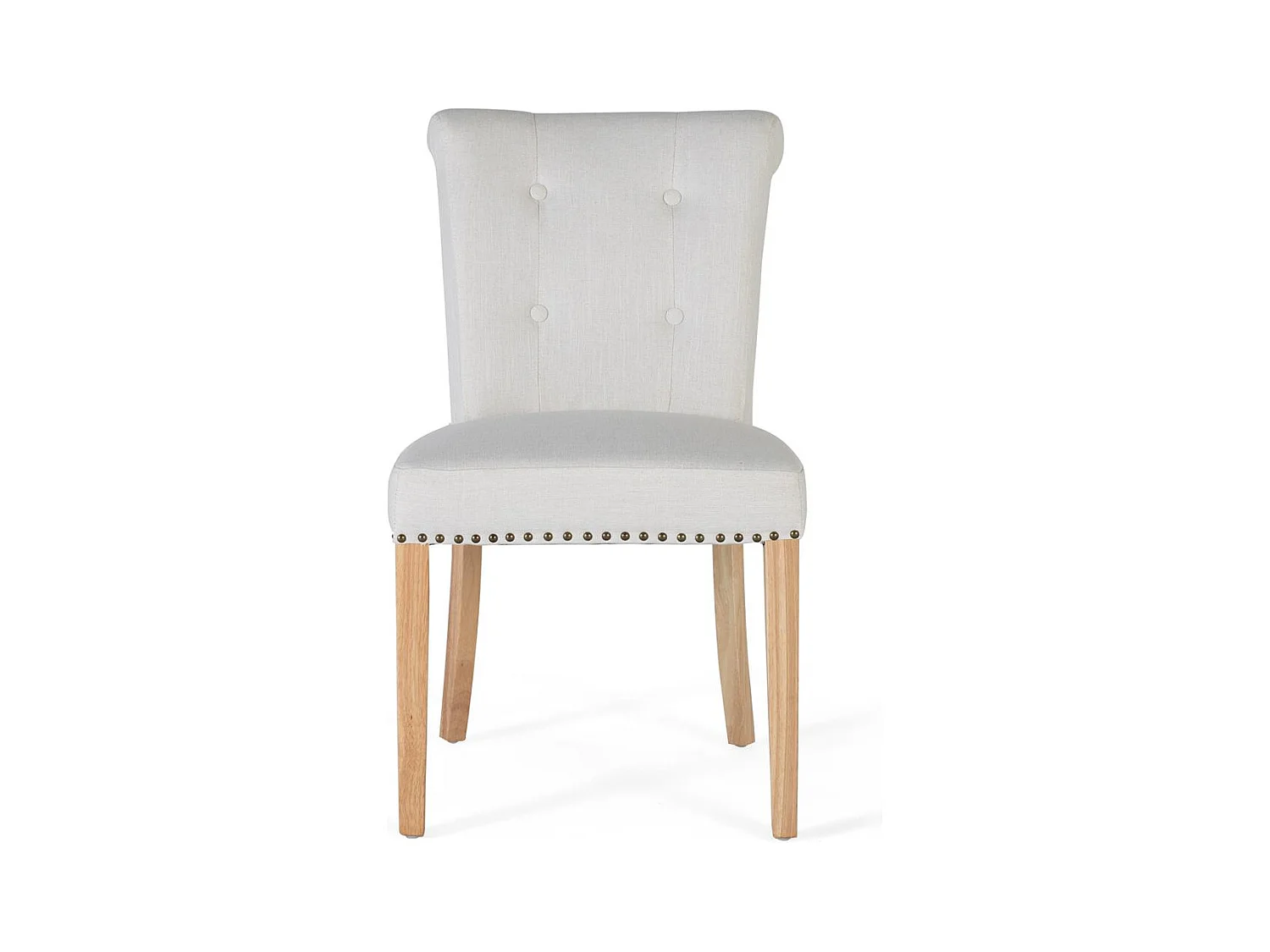 Lot de 2 chaises en tissu beige et en bois