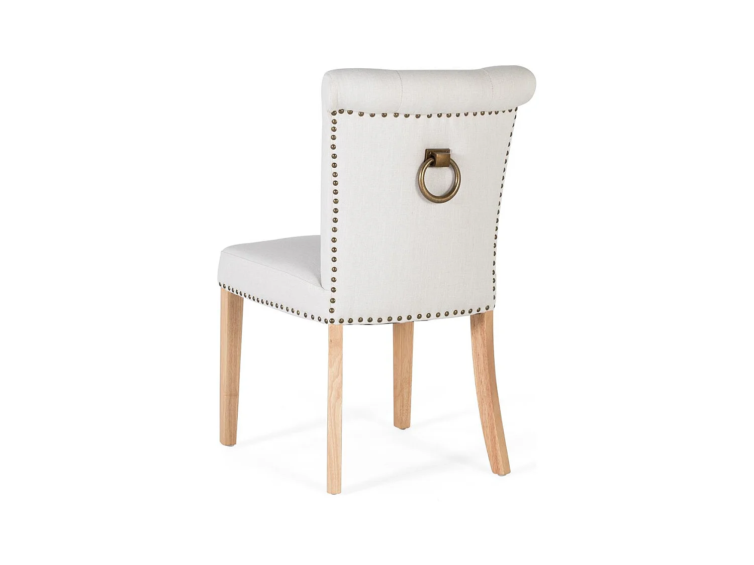 Lot de 2 chaises en tissu beige et en bois