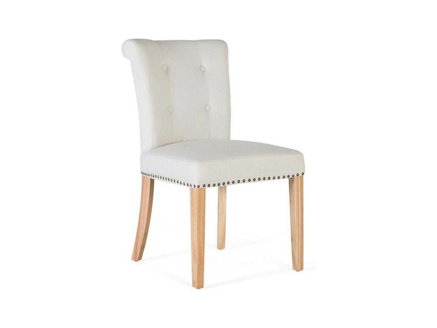 Lot de 2 Chaises Bois Tissu Blanc 51x64x86cm - Décoration d'Autrefois