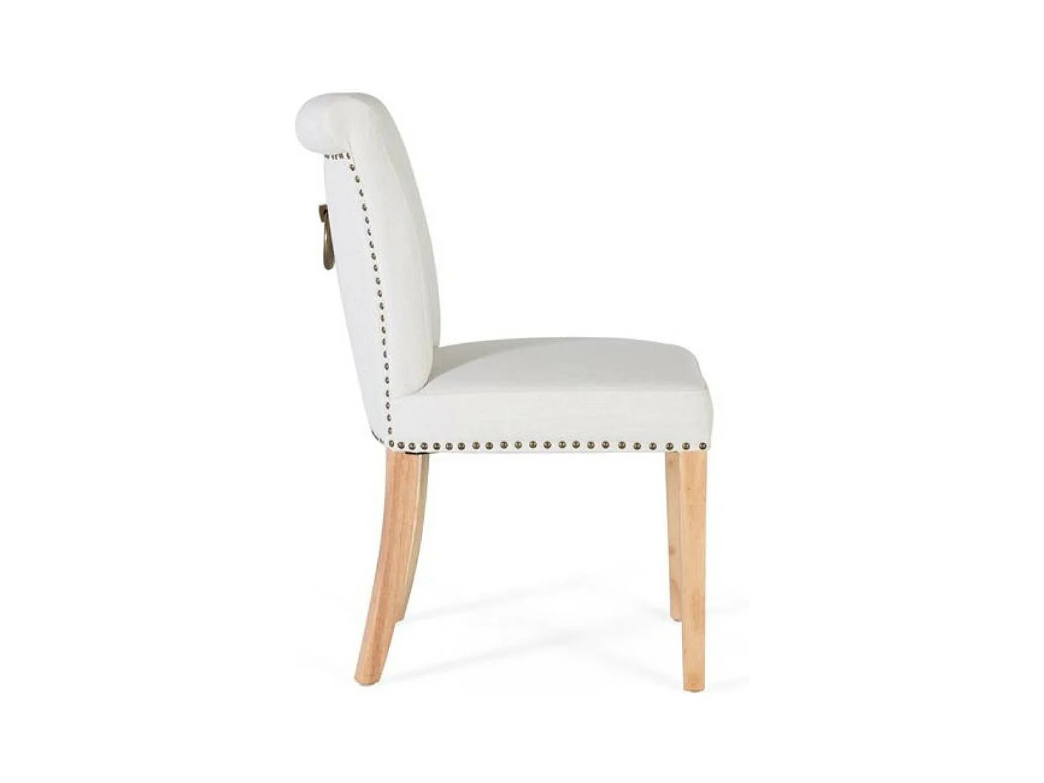 Set de 4 sillas de tela y madera beige 86x51x64