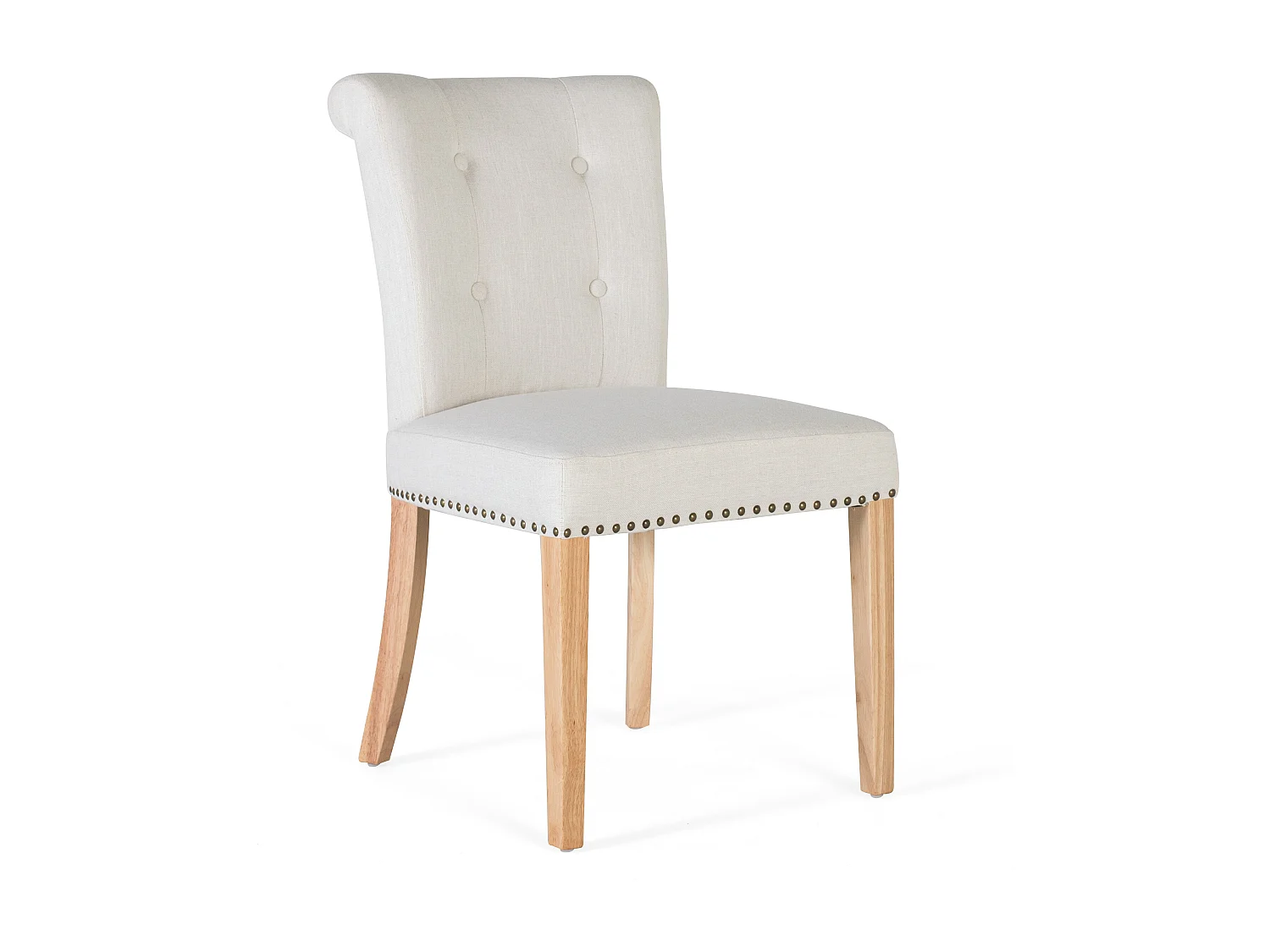 Lot de 2 chaises en tissu beige et en bois