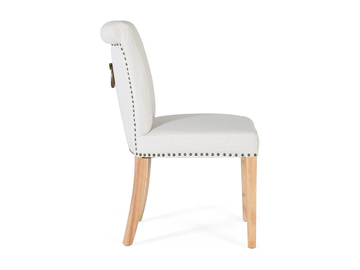 Lot de 2 chaises en tissu beige et en bois