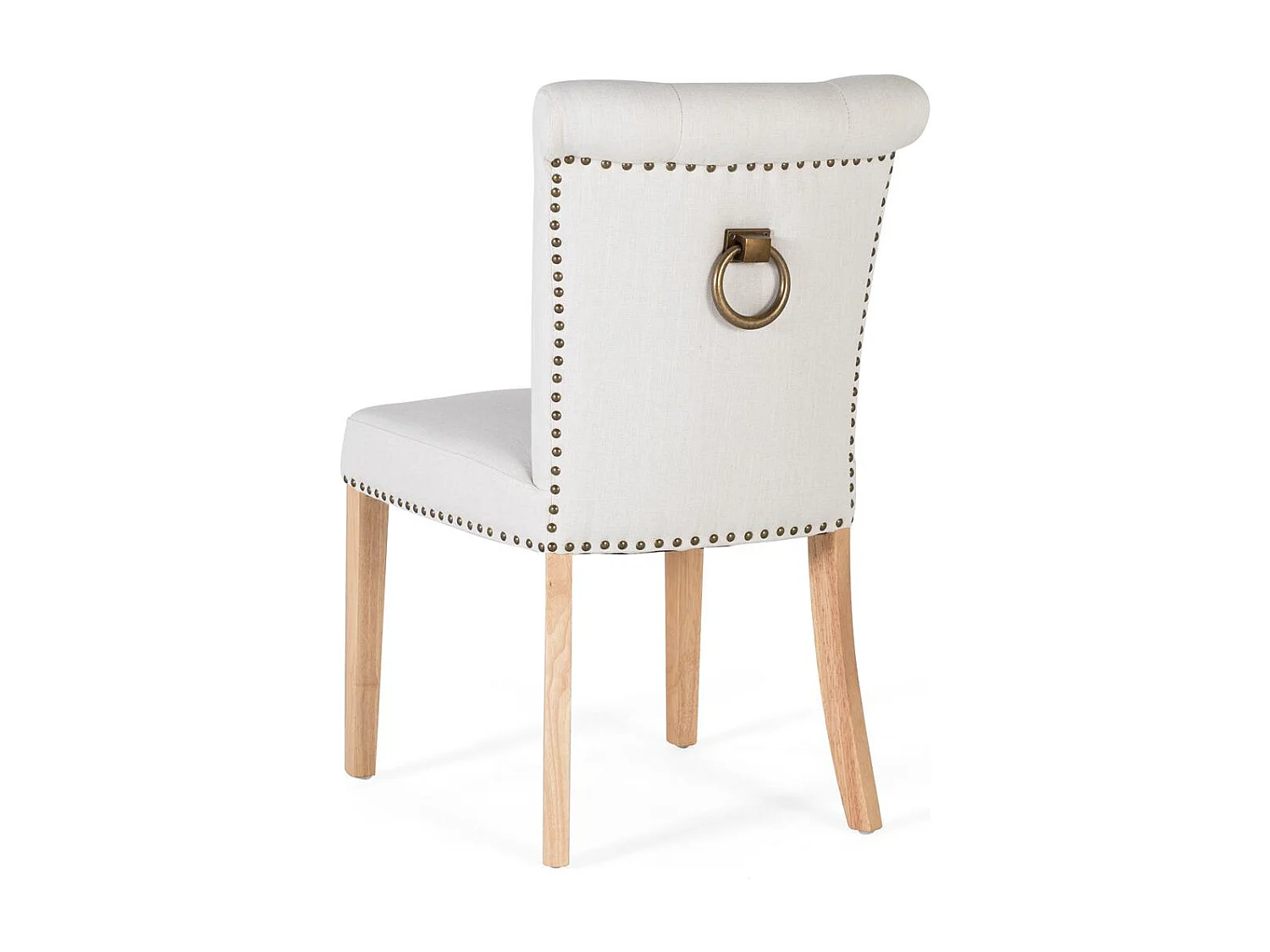 Lot de 2 chaises en tissu beige et en bois