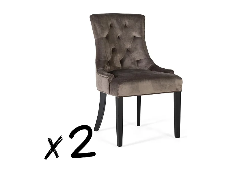 2er Set Stühle gepolstert mit Polyester in Samtoptik