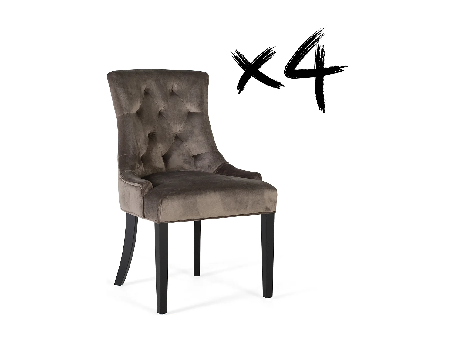 Ensemble de 4 chaises recouvertes de polyester finition velours