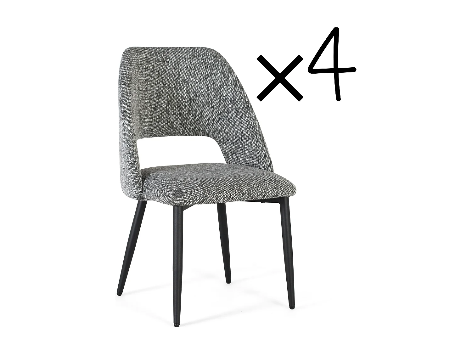 Lot de 2 chaises en tissu gris et métal