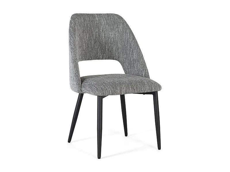 Lot de 2 chaises en tissu gris et métal