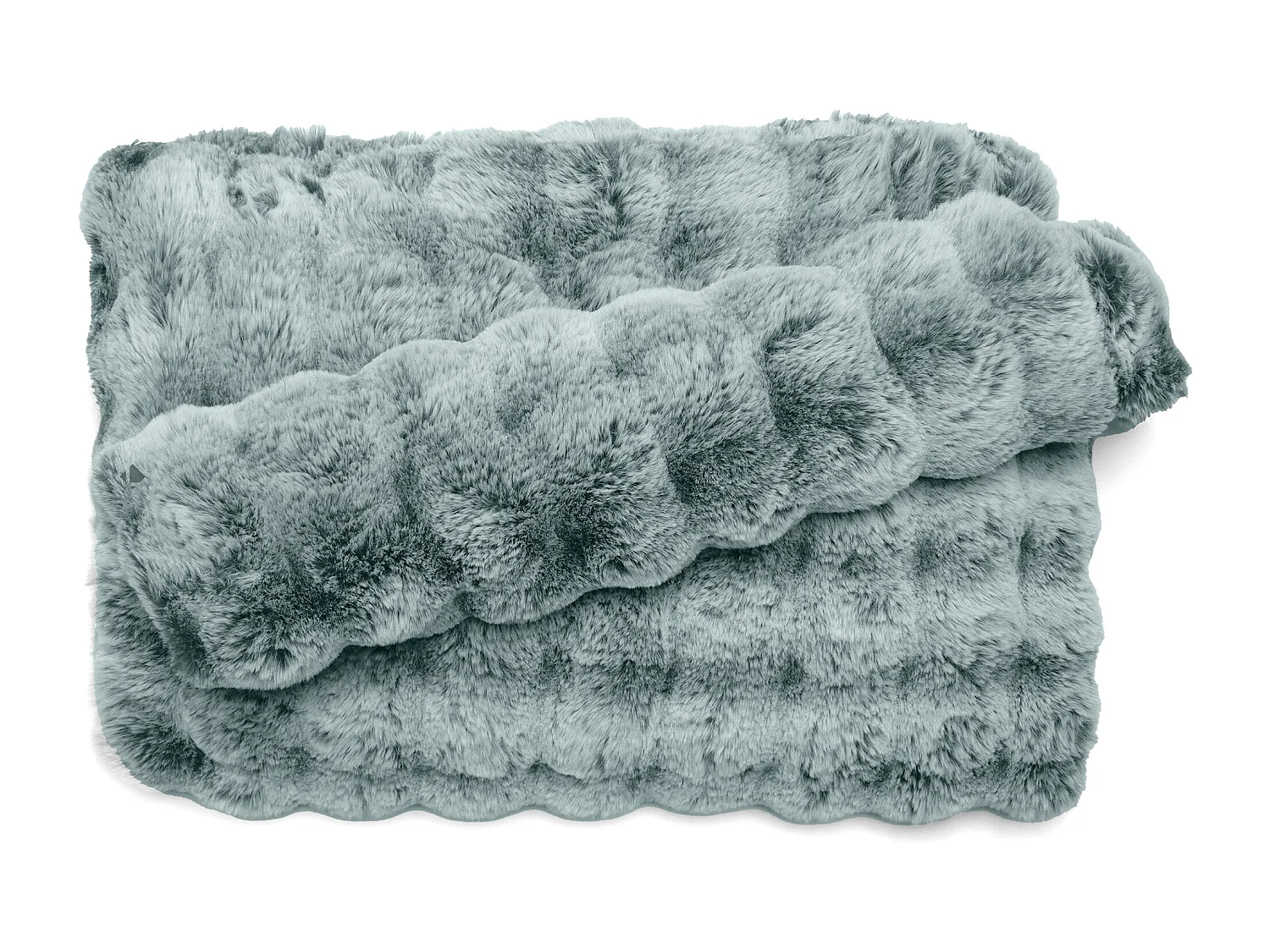 Maxi plaid 150x190 cm ASTRAKAN fausse fourrure dégradé bleu glacier