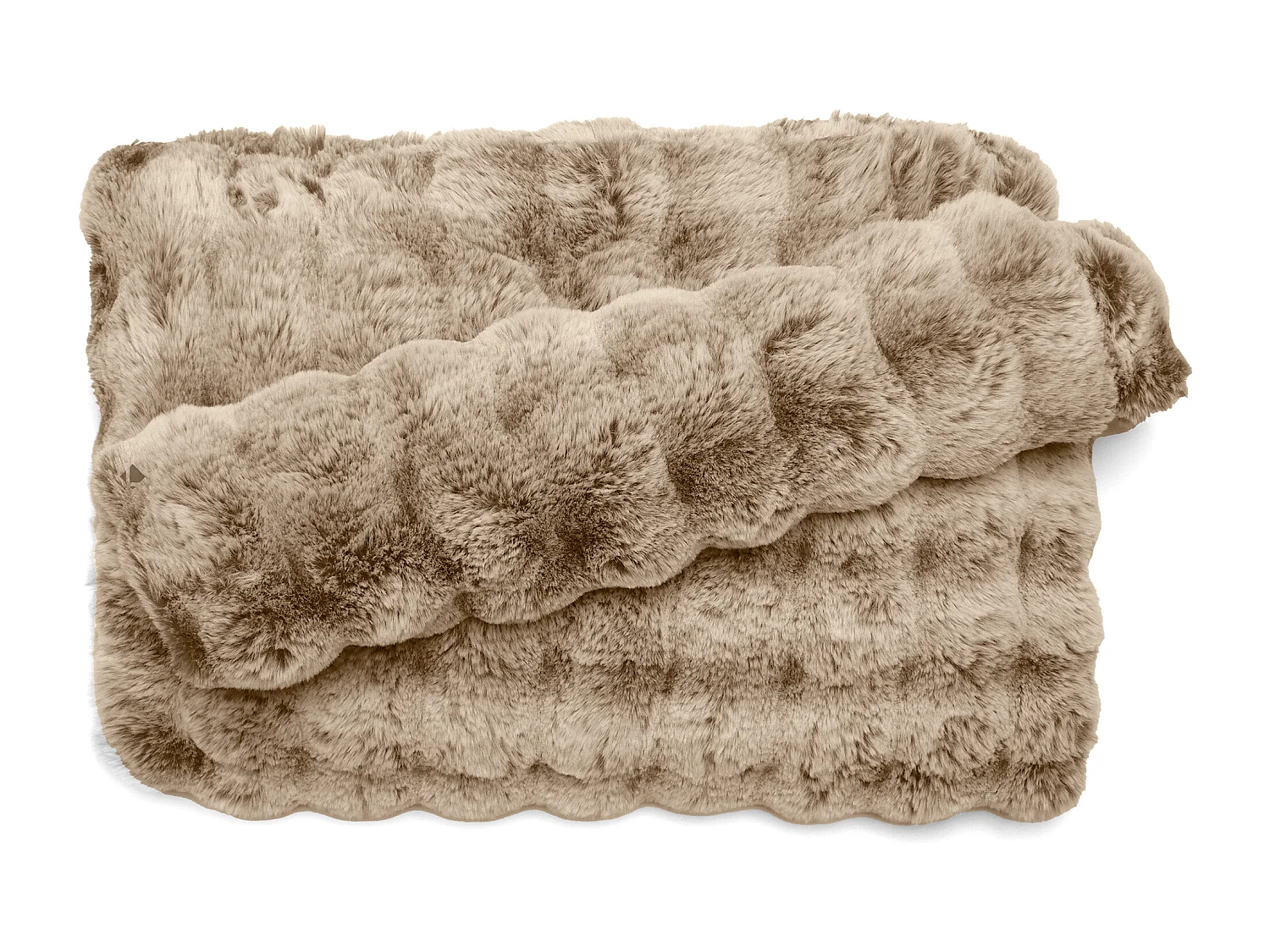 Maxi plaid 150x190 cm ASTRAKAN fausse fourrure dégradé marron camel