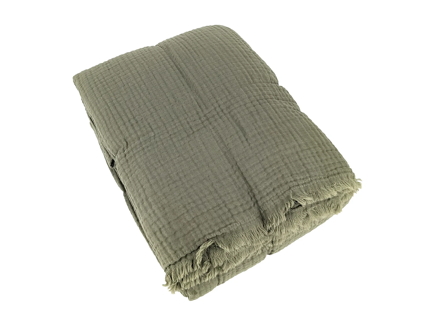 Couvre-lit 260x240 cm coton collection PAROS vert mousse