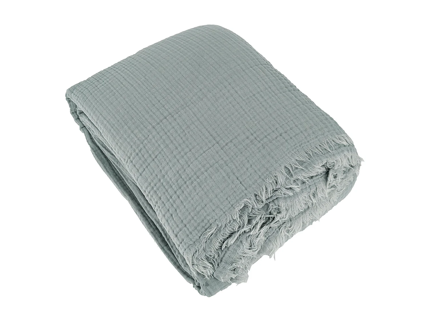 Couvre-lit 260x240 cm coton collection PAROS vert lichen