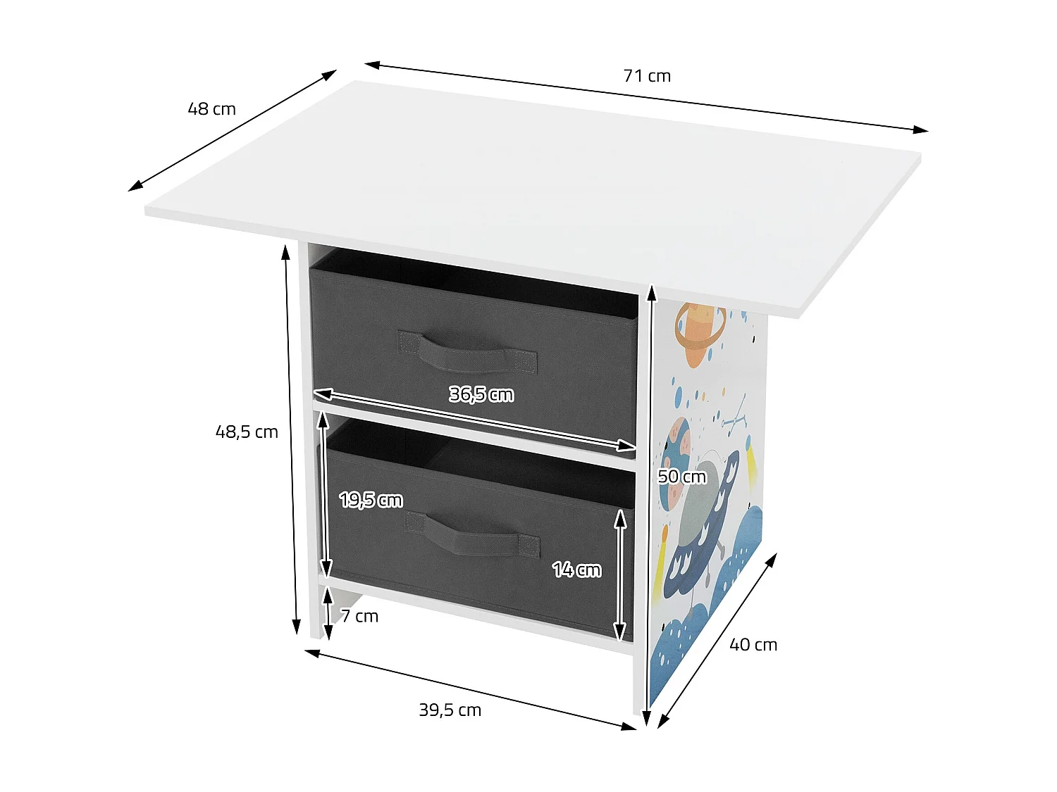 Grupo asientos para niños con mesa y 2 sillas mueble madera con almacenamiento