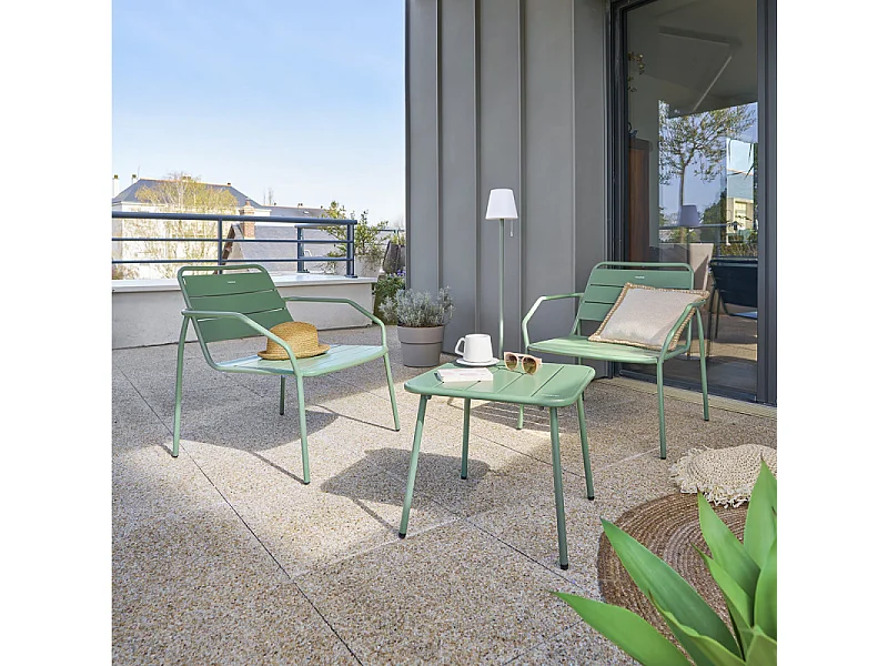 Fauteuil salon extérieur métal Phuket olive Hespéride