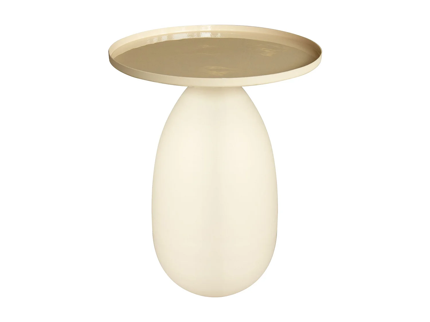 Now's Home - Table D'appoint Plateau En Metal Et Pied En Ceramique Ecru