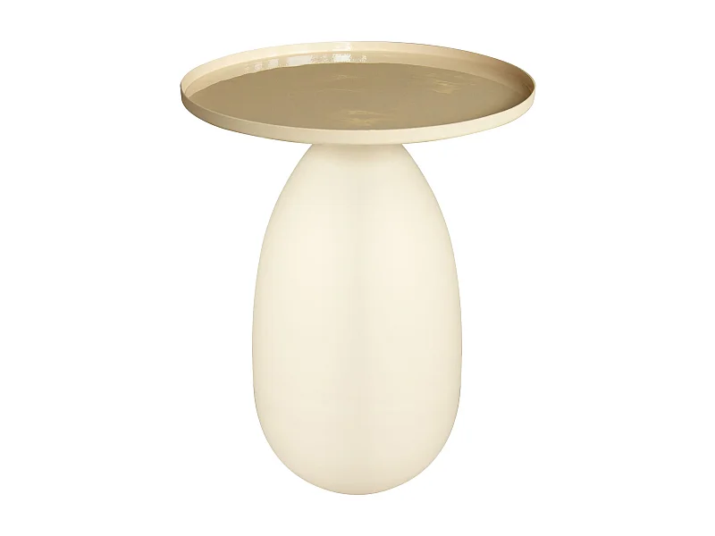 Now's Home - Table D'appoint Plateau En Metal Et Pied En Ceramique Ecru