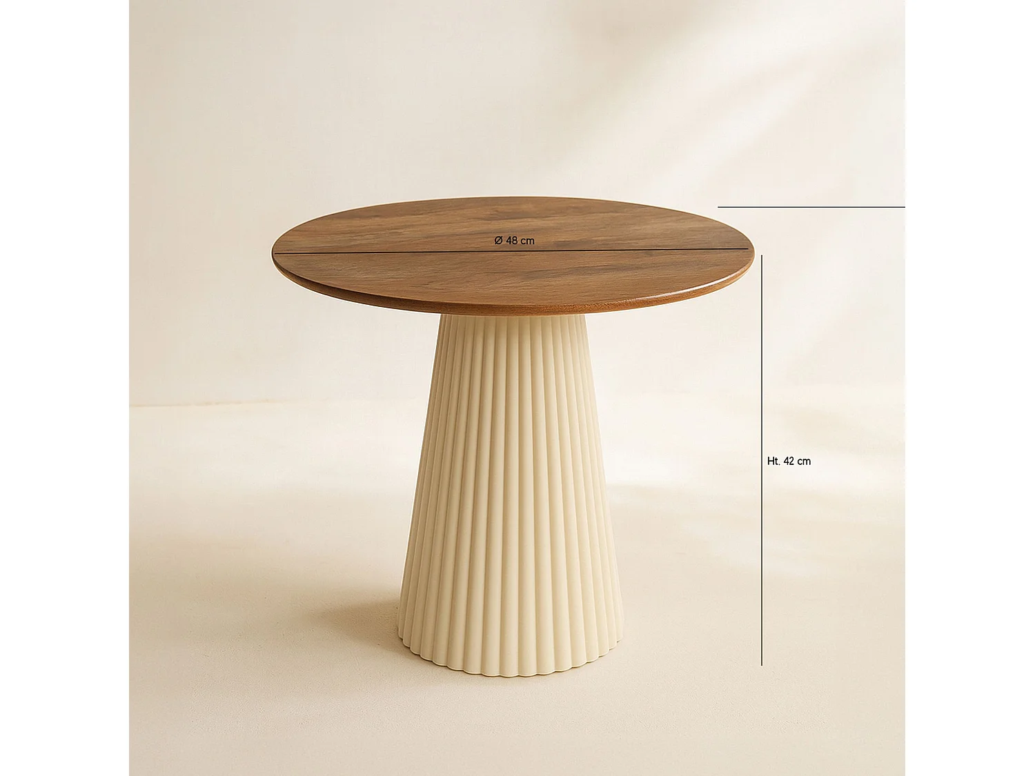 Now's Home - Table D'appoint En Bois De Manguier Et Pieds En Métal écru