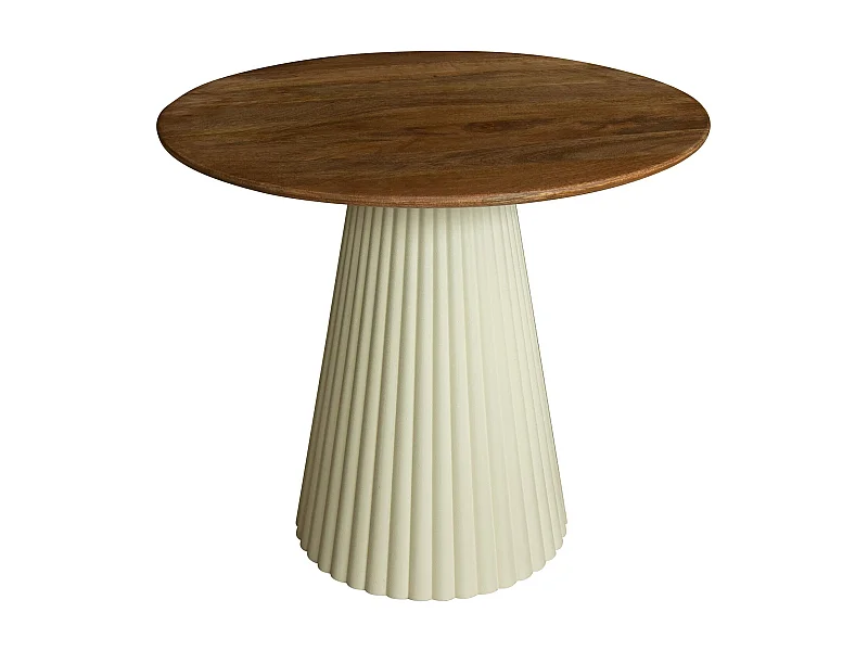 Now's Home - Table D'appoint En Bois De Manguier Et Pieds En Metal Ecru