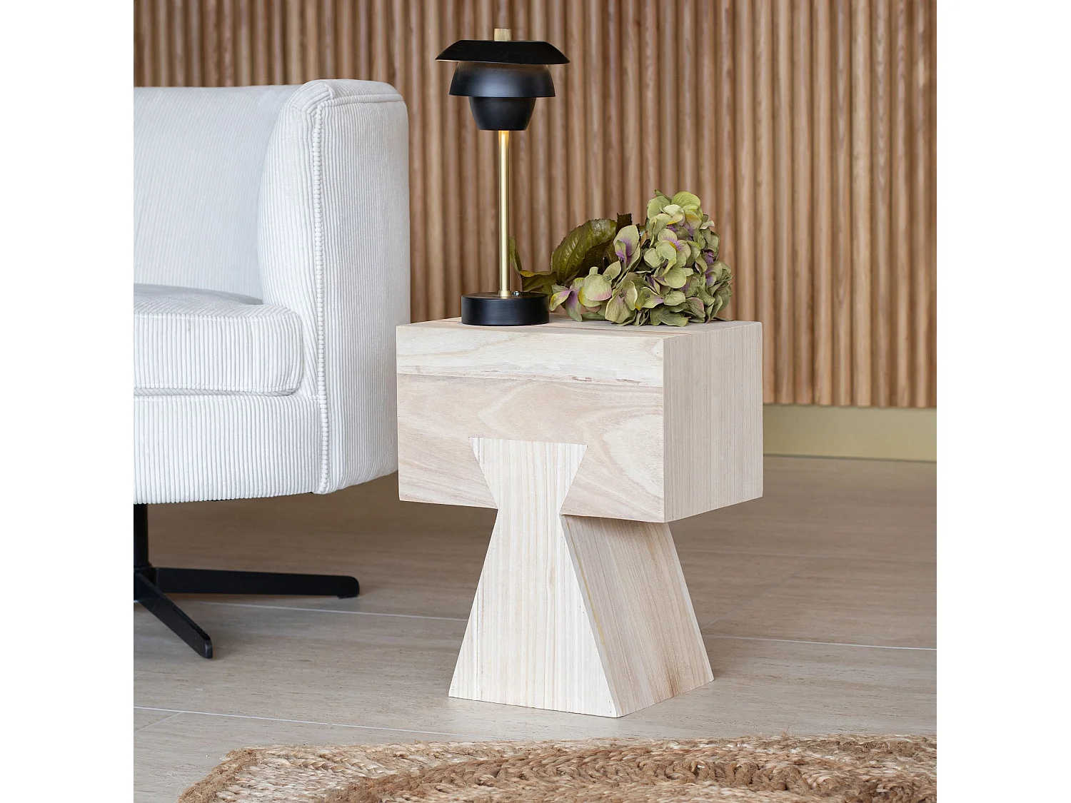Now's Home - Meuble D'appoint En Bois De Paulownia Naturel 35x22.5x42cm Line