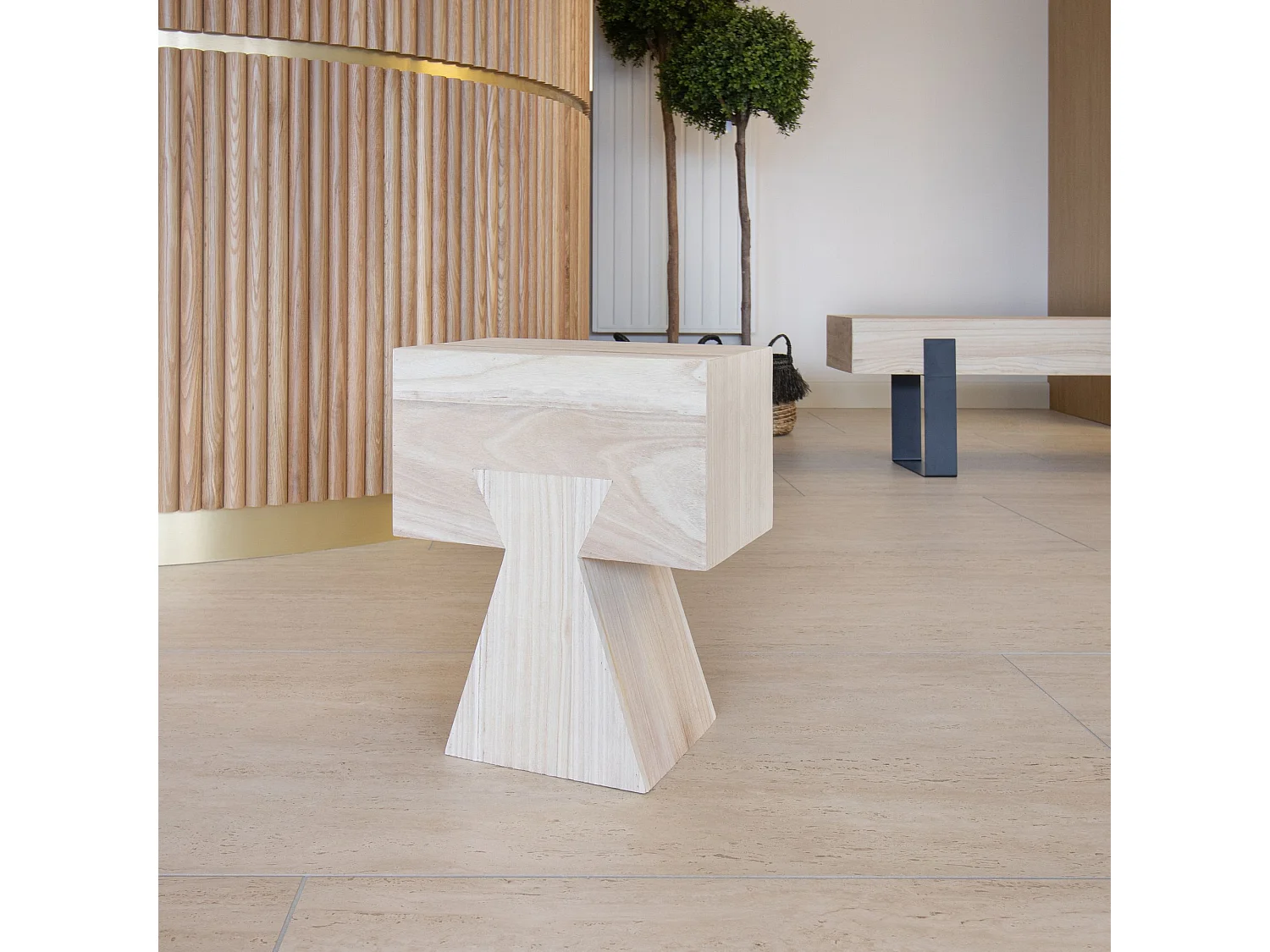 Now's Home - Meuble D'appoint En Bois De Paulownia Naturel 35x22.5x42cm Line