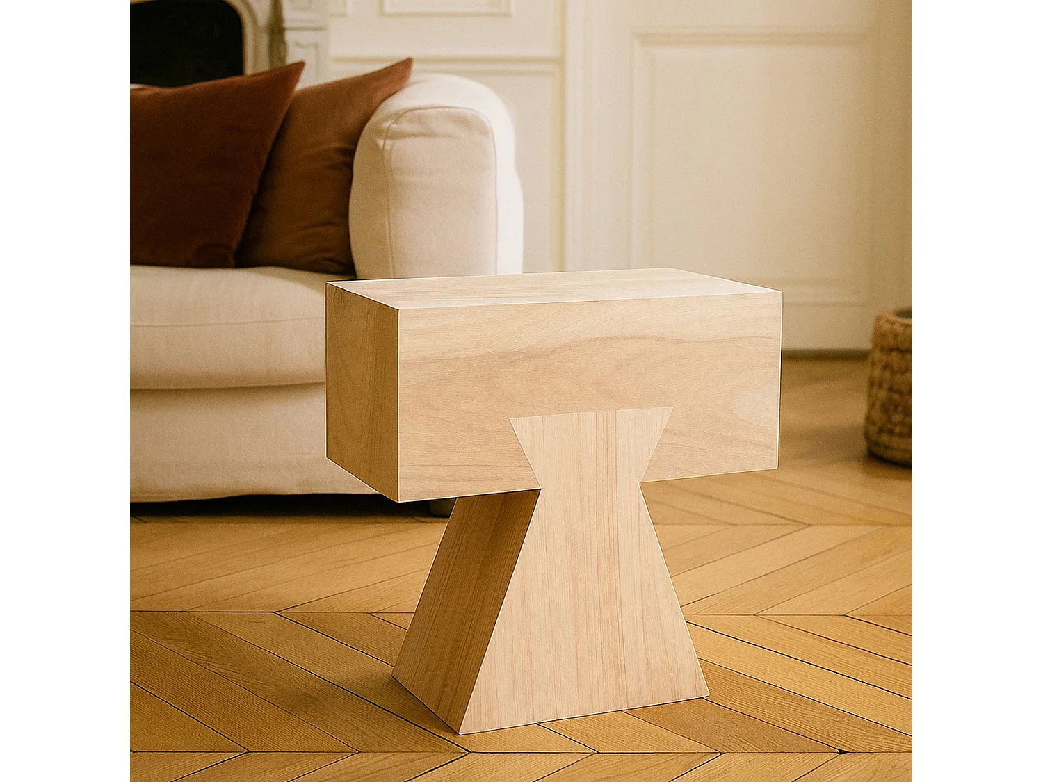 Now's Home - Meuble D'appoint En Bois De Paulownia Naturel 35x22.5x42cm Line