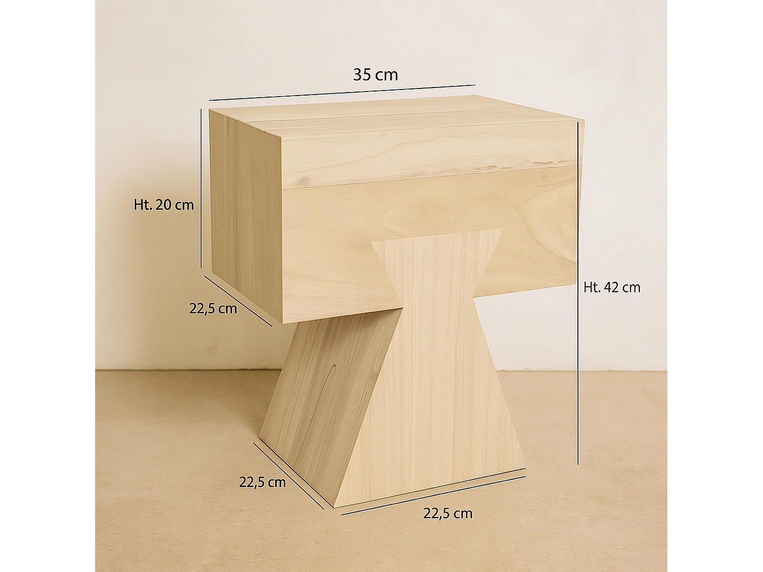 Now's Home - Meuble D'appoint En Bois De Paulownia Naturel 35x22.5x42cm Line