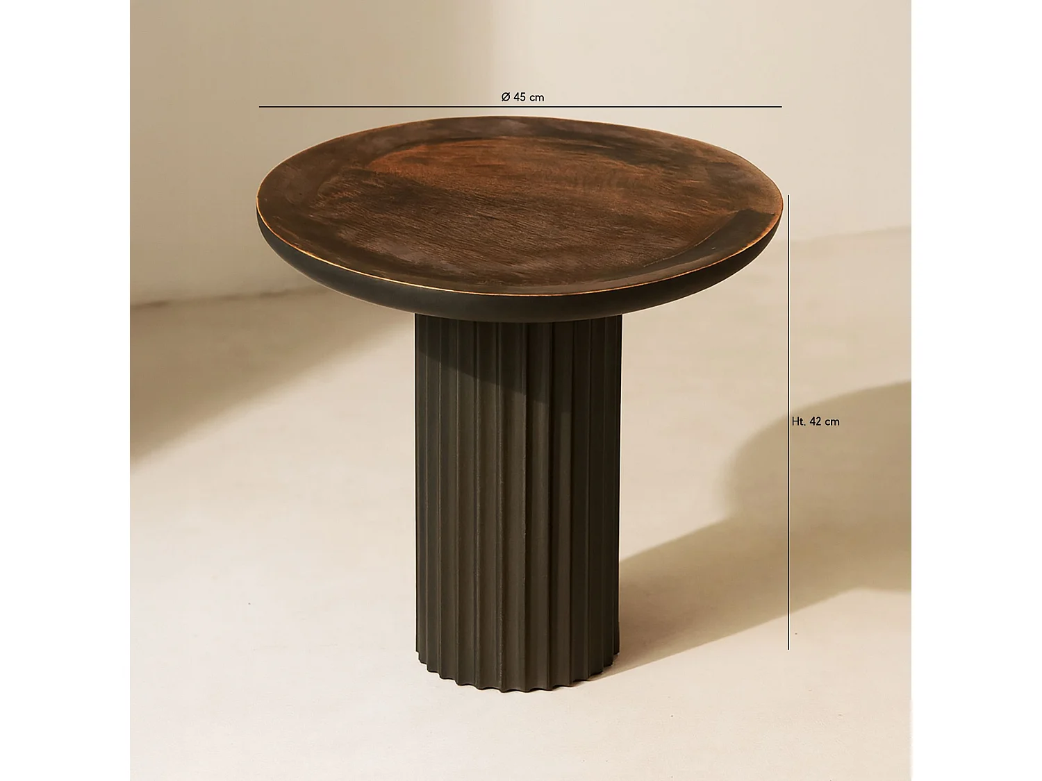 Now's Home - Table D'appoint En Bois De Manguier Et Pied En Métal Noir