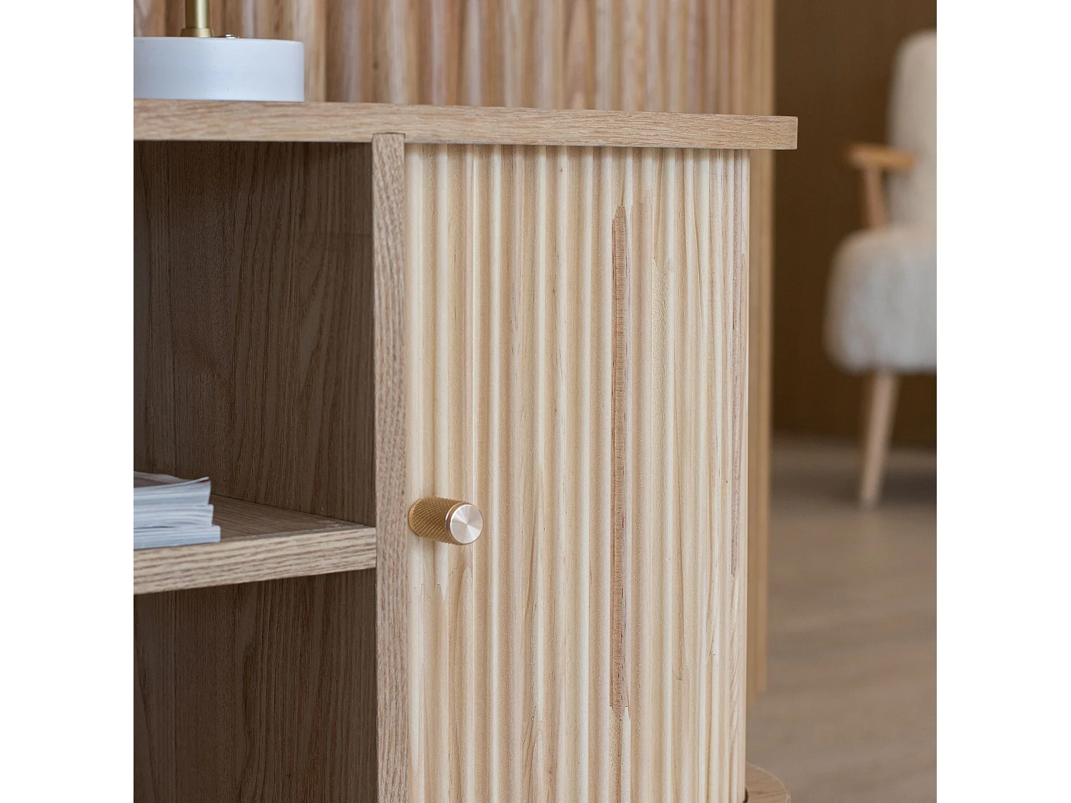 Now's Home - Meuble Tv Bois De Pin Naturel Avec Deux Portes 110x39x55cm Hector