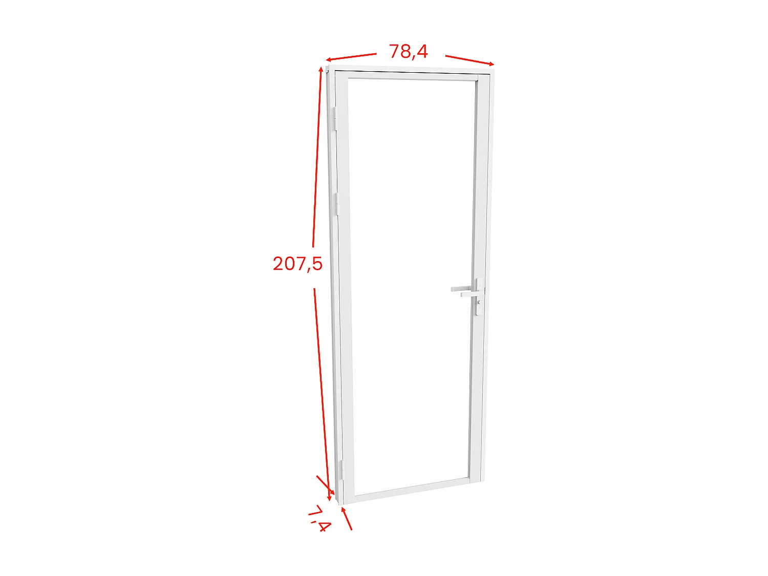 Bloc porte réversible en aluminium et verre trempé - H204 x L73 cm - Blanc - LOXTON