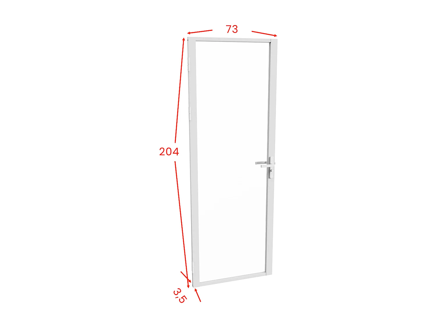 Tür-Set - wendbar - Aluminium & Sicherheitsglas - 204 x 73 cm - Weiß - LOXTON